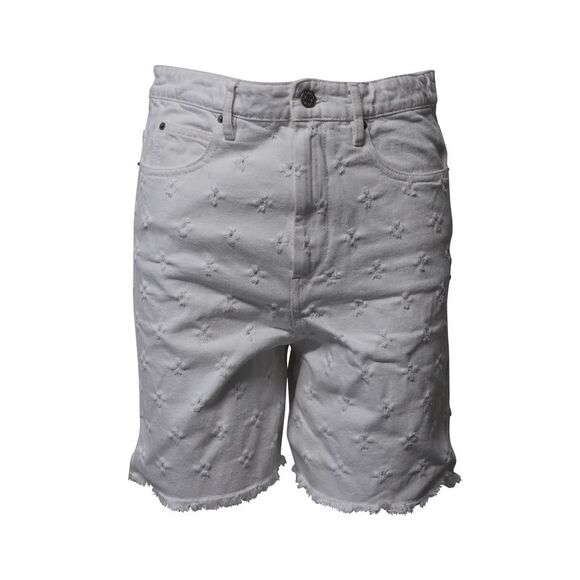Isabel Marant Etoile Distressed Bermuda Shorts in White Cotton Denim